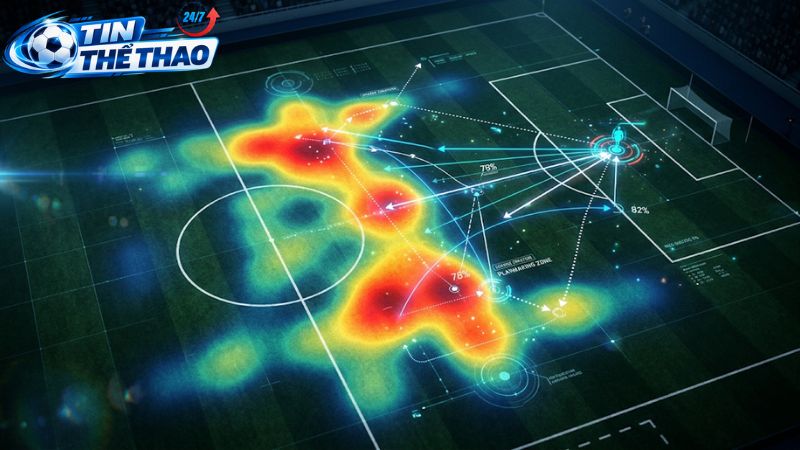 Bản đồ nhiệt thể hiện sự kết nối tạo ra xG của Man City.