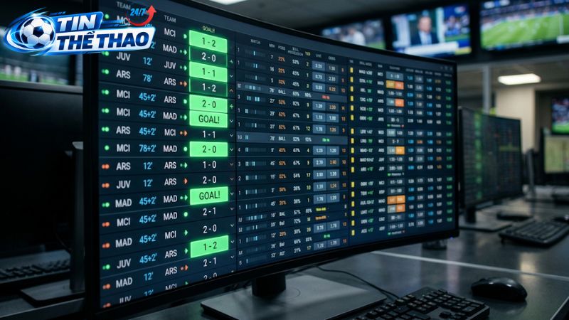 Bảng tổng hợp diễn biến trận đấu thời gian thực.